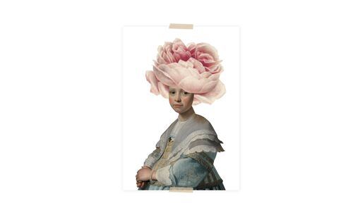Postcard collage Museum-collectie - meisje met roos