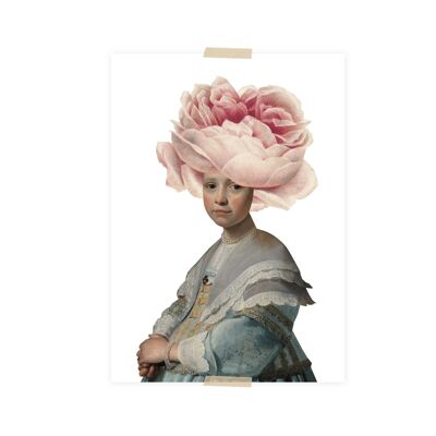 Collage di cartoline Collezione museale - ragazza con rosa