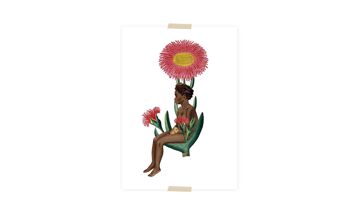 Collage de cartes postales Collection du Musée - fille assise fleur 1