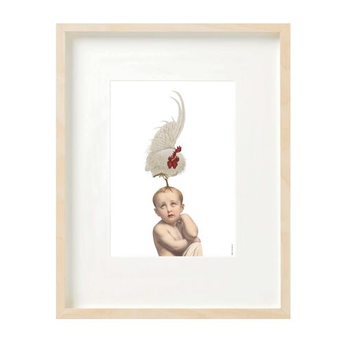 Print (A4) collage - little boy with rooster