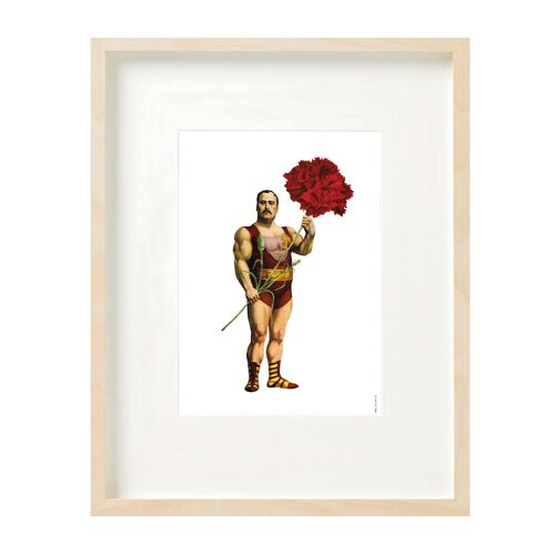 Print (A4) collage - strong man with carnation