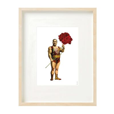 Collage impreso (A4) - hombre fuerte con clavel