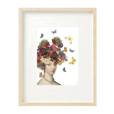 Impression (A4) collage Collection du Musée - cheveux de dame et fleuris