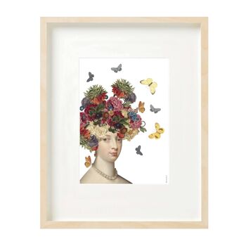 Impression (A4) collage Collection du Musée - cheveux de dame et fleuris 1