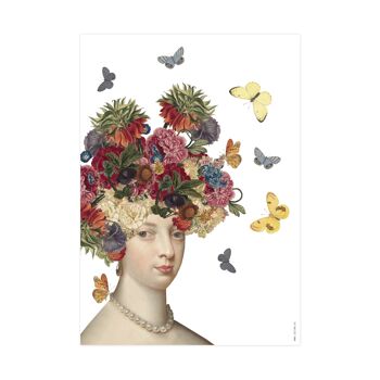 Impression (A4) collage Collection du Musée - cheveux de dame et fleuris 2