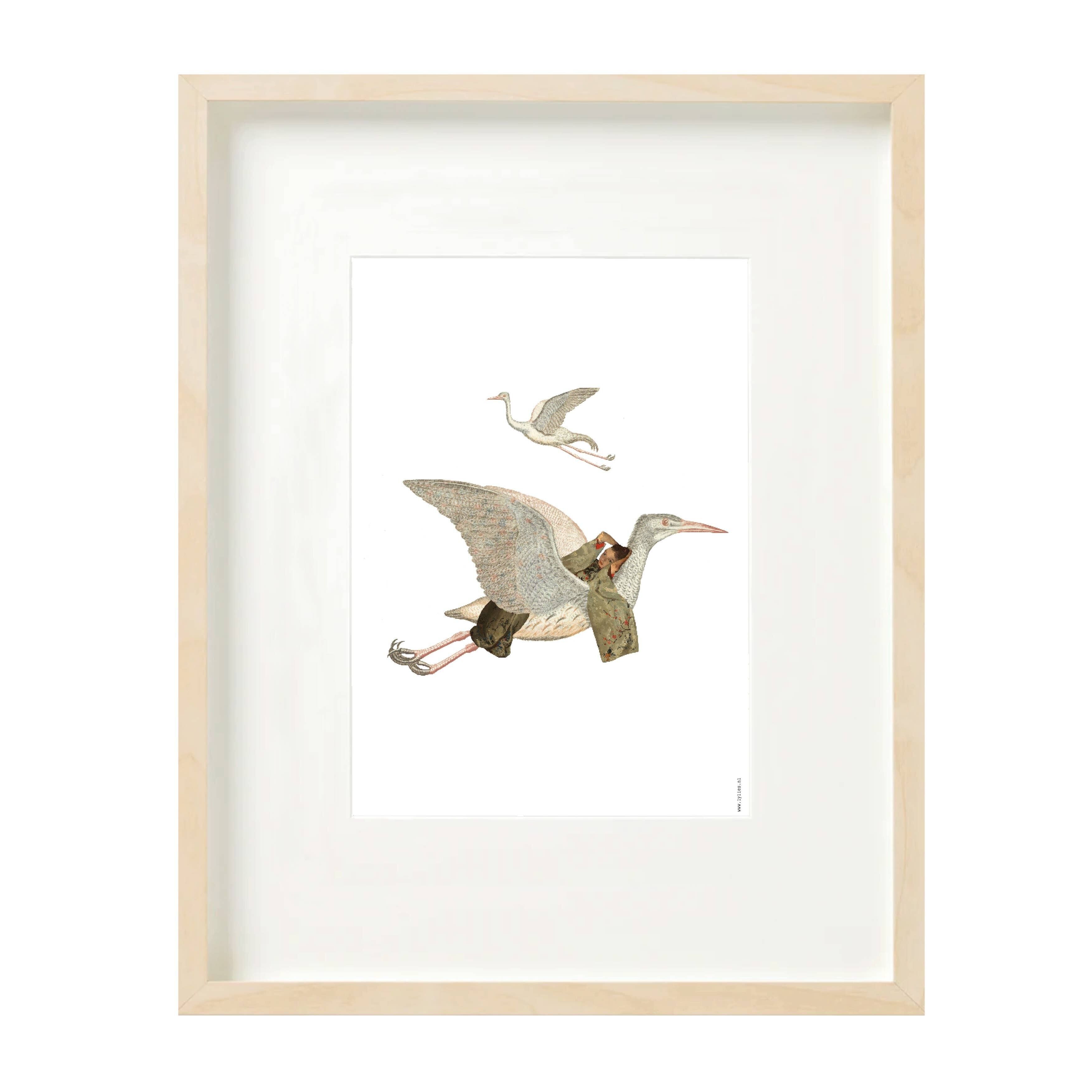 Impresión (A4) Collage Museum Collection - Grulla y niña