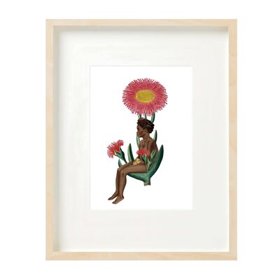 Druck (A4) Collage Museum Collection - Mädchen sitzt Blume