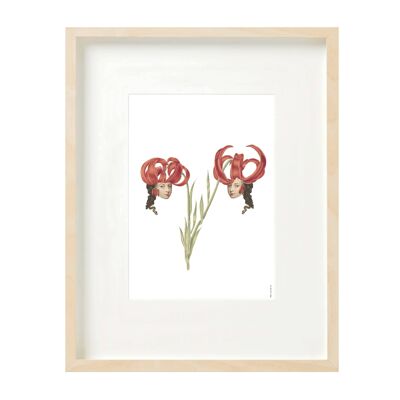 Artprint (A4) collage Museum collection - red lily and heads