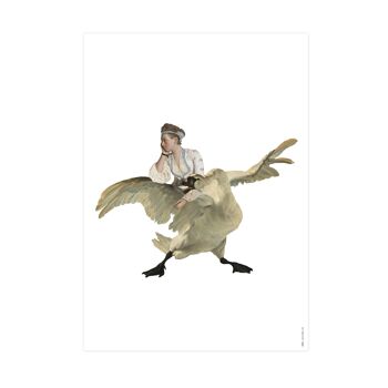 Artprint (A4) collage Museum collection - cygne et dame 2