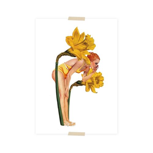 Print (A5) collage - lady among the daffodils