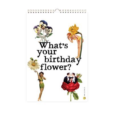 Birthday calendar collages monthly flowers A4