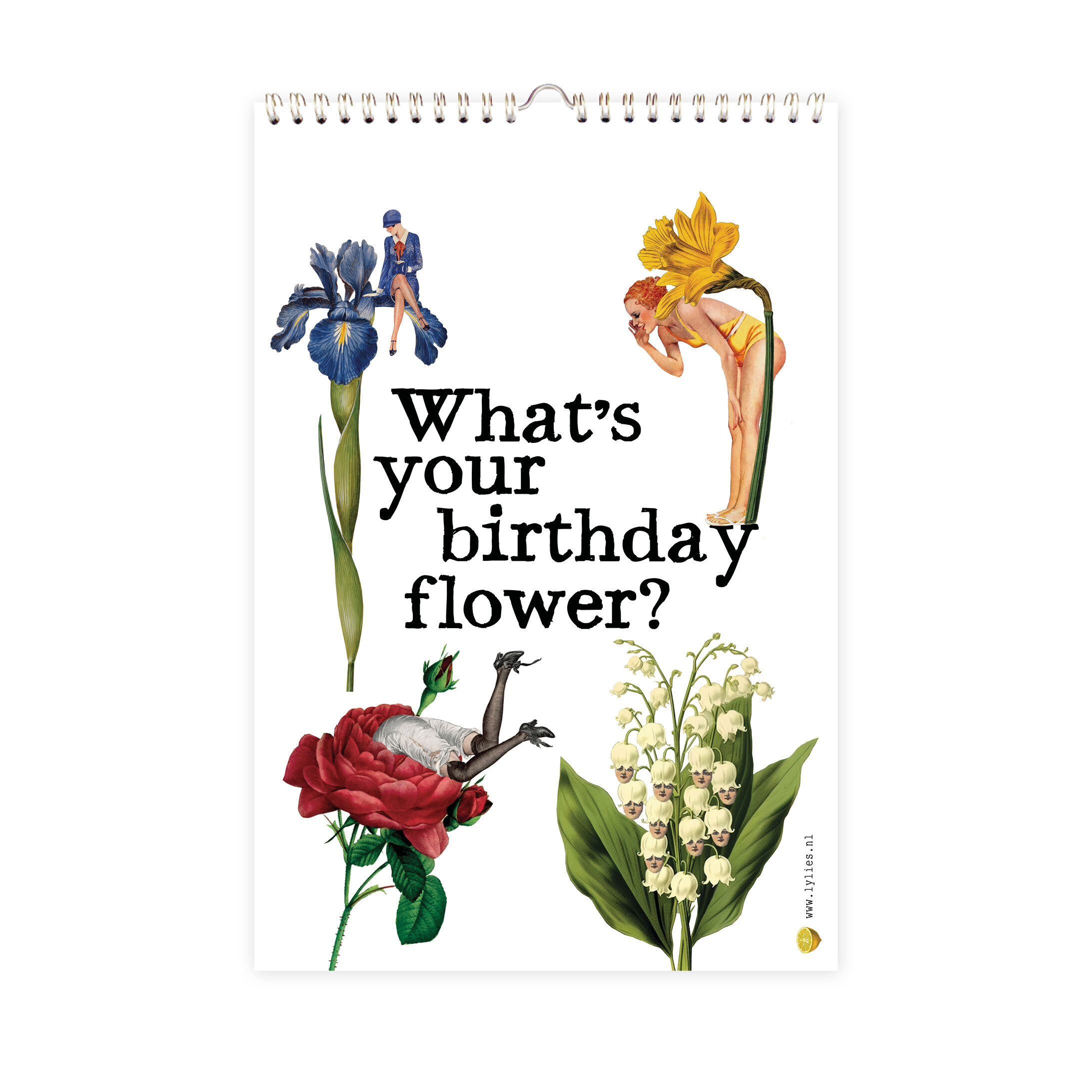 Geburtstagskalender-Collagen, monatliche Blumen, A4
