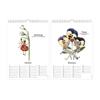 Calendrier anniversaire collages fleurs mensuelles A4 6