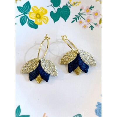 Boucles D'oreilles Jourdain - Nuit Irisée, Or Et Paillettes