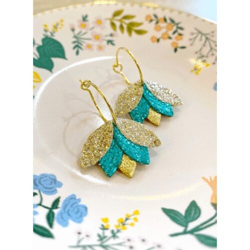 Boucles D'oreilles Jourdain - Sirène, Or Et Paillettes