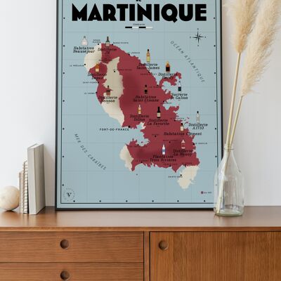 Mappa del rum della Martinica - Idea regalo per gli amanti del rum