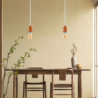 Industrial Vintage Orange Ceiling Light Fitting E27 Pendant Holder~4043