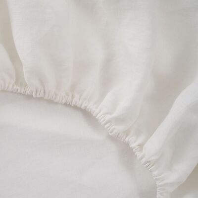 Drap-housse en lin Linen Blanco