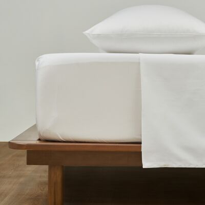 Cotton fitted sheet 300 thread count White Satin
