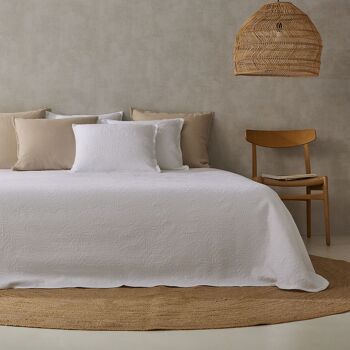 Couvre-lit jacquard Aruba blanc en coton et polyester 1