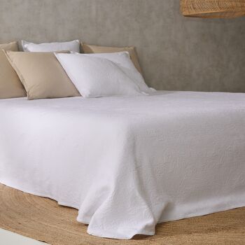 Couvre-lit jacquard Aruba blanc en coton et polyester 2