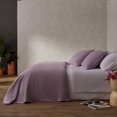 Mauve Tobago jacquard cotton and polyester bedspread