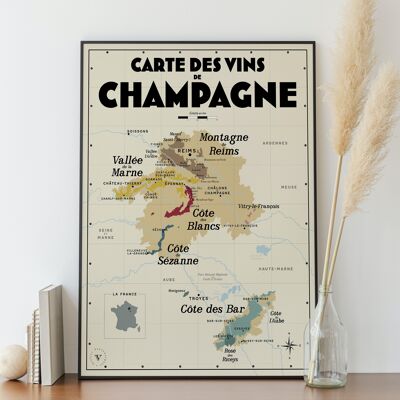 Carte des vins de Champagne - Idée cadeau pour amoureux du vin