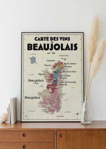 Carte des vins du Beaujolais - Idée cadeau pour amoureux du vin 1