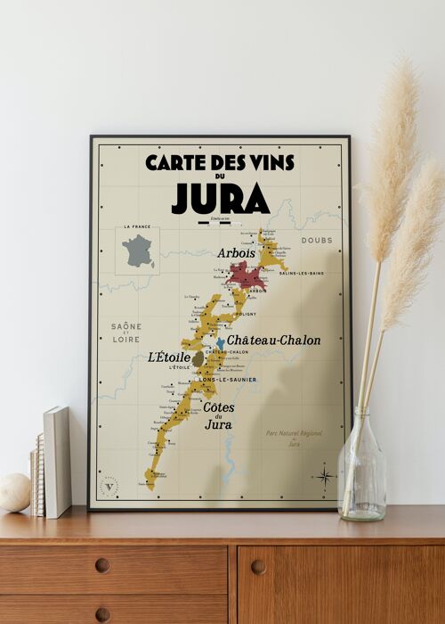 Carte des vins du Jura - Idée cadeau pour amoureux du vin