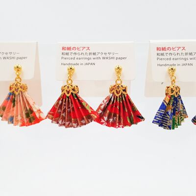 Japanische Origami Sensu Eventail Ohrringe