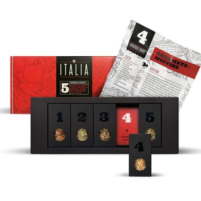 Set spezie Italia - 5 spezie italiane - 5 ricette mediterranee