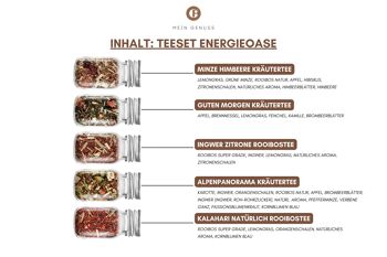 Coffret cadeau de thé oasis d'énergie - 5 types de thé revigorants - thé premium 6