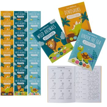 Lot de 24 mini livres d'activités à colorier pour enfants - Apprentissage des dinosaures et des animaux marins de Safari 1