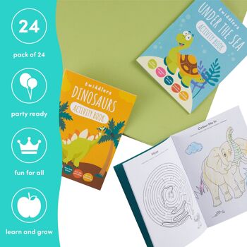 Lot de 24 mini livres d'activités à colorier pour enfants - Apprentissage des dinosaures et des animaux marins de Safari 2