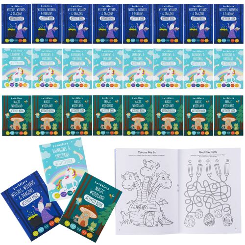 24 Pack Mini Colouring Activity Books for Kids - Wizard Unicorns Fairy and Fantasy Creatures