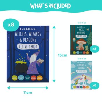 Lot de 24 mini livres d'activités à colorier pour enfants – Magicien Licornes fées et créatures fantastiques 5