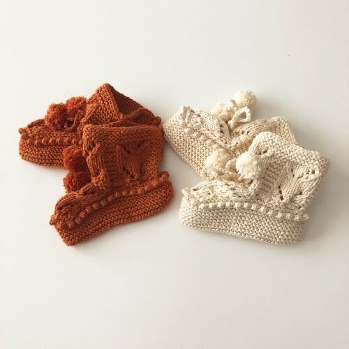 Organic Hand Knitted Pompom Booties