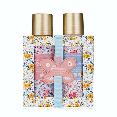 BLOSSOM bath set in a gift box, with shower gel and body lotion