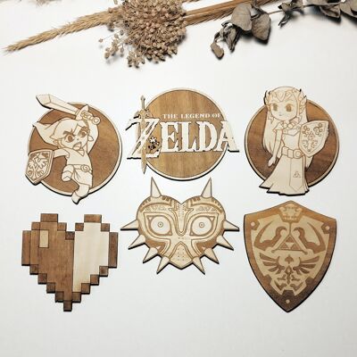 6er-Set Legend of Zelda Holzuntersetzer - Einweihungsgeschenk - Link