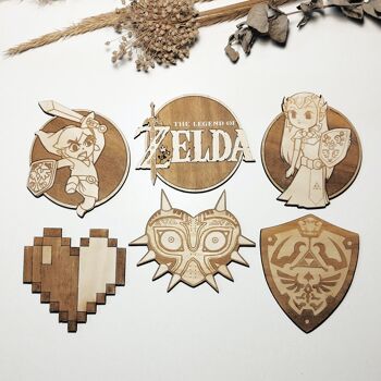 Ensemble de 6 sous-verres en bois Legend of Zelda - Cadeau de pendaison de crémaillère - Lien 1
