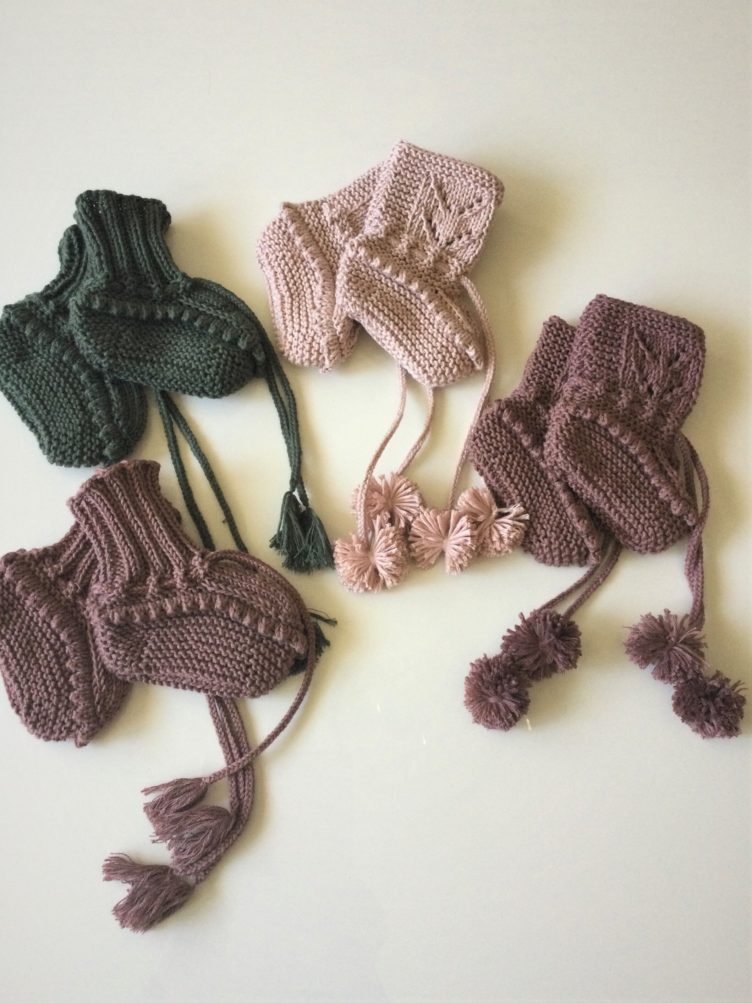 Organic Hand Knitted Leya Booties, Super Soft Organic Cotton