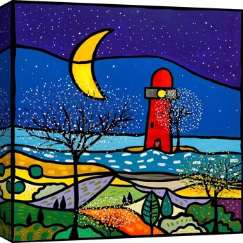 Image colorée, impression sur toile : Wallas, Le phare rouge 1