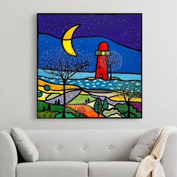 Image colorée, impression sur toile : Wallas, Le phare rouge 2