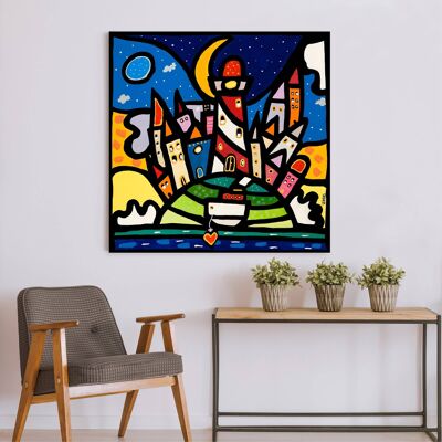Modern and colorful painting on canvas: Wallas, Happy Island
