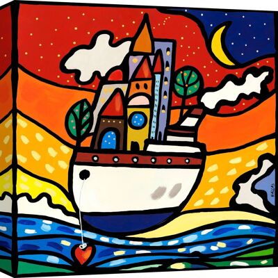 Pintura moderna y colorida sobre lienzo: Wallas, Navigare con amore