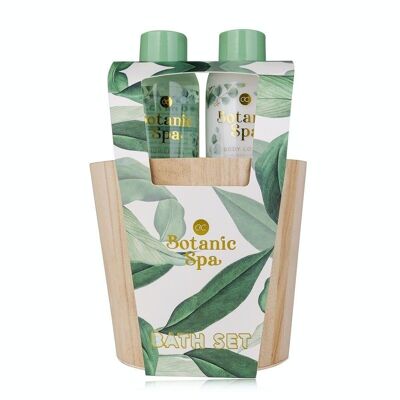 Gift set BOTANIC SPA bath set in a wooden bucket, with shower gel and body lotion