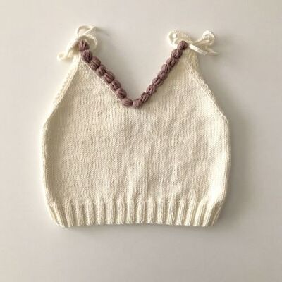 Haut bébé fille en coton bio tricoté à la main