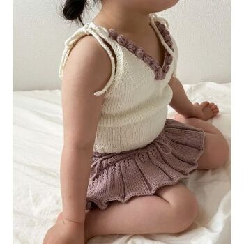 Haut bébé fille en coton bio tricoté à la main 2