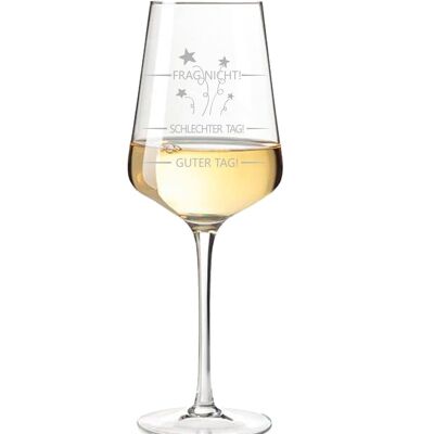 Bicchiere da vino con incisione Leonardo Puccini - Brutta giornata, buona giornata, non chiedere - 560 ml - Adatto per vino rosso e bianco
