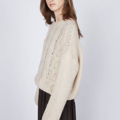 Cable-knit wool jumper